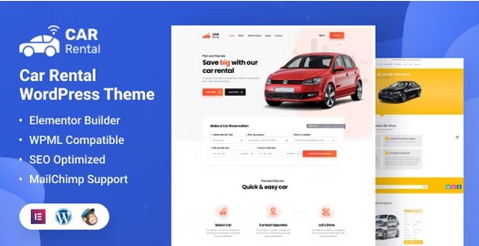 Car Rental WordPress Theme Landing Page