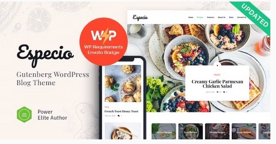 Especio Personal Gutenberg Food Blog WordPress Theme